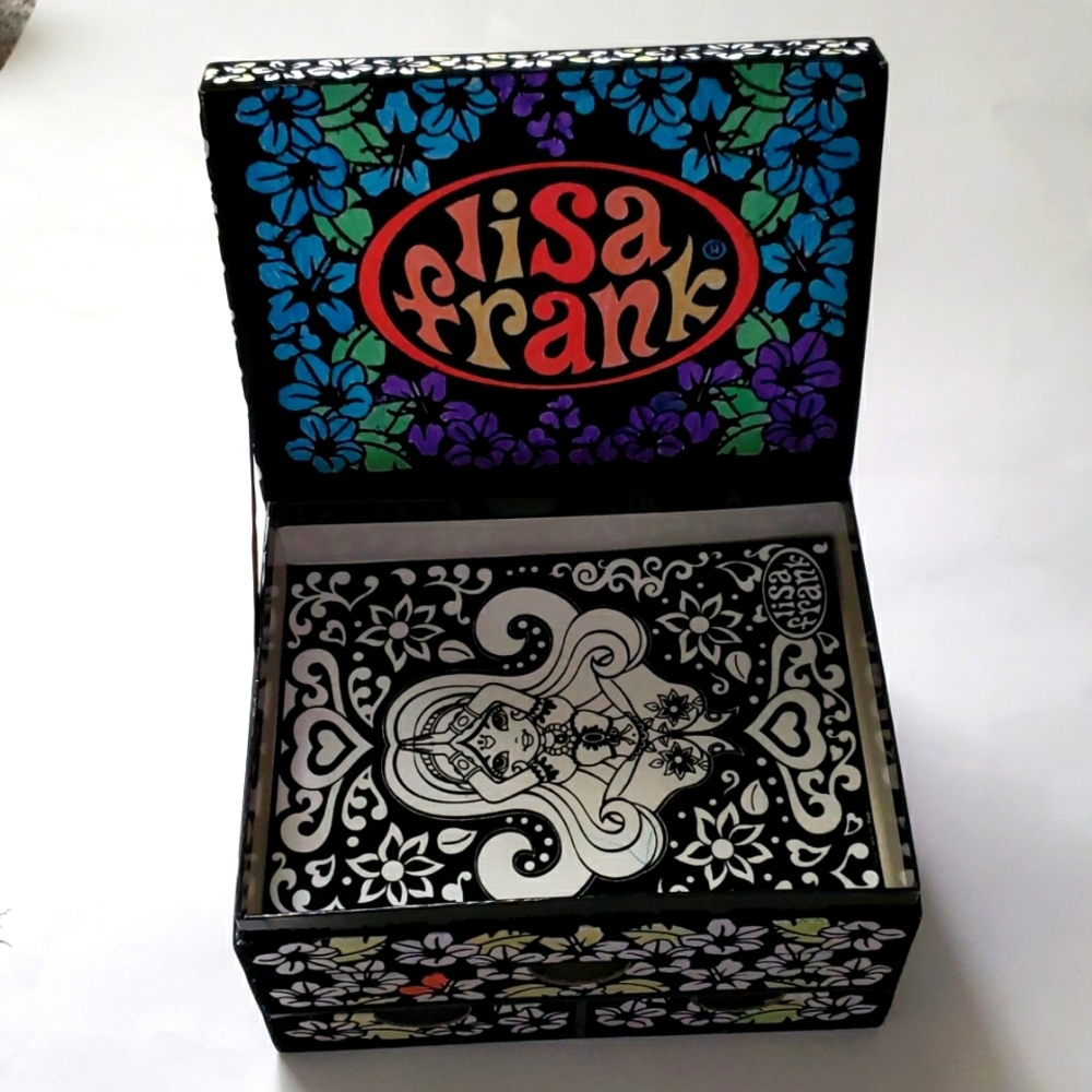 Vintage 80s Lisa Frank Tiger Cub Art Trinket Storage Jewelry Velvet Color-In Box - Picture 3 of 12
